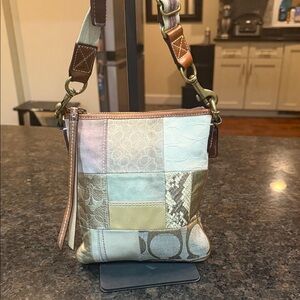 Coach Patchwork Crossbody Bag in Cream and Gold